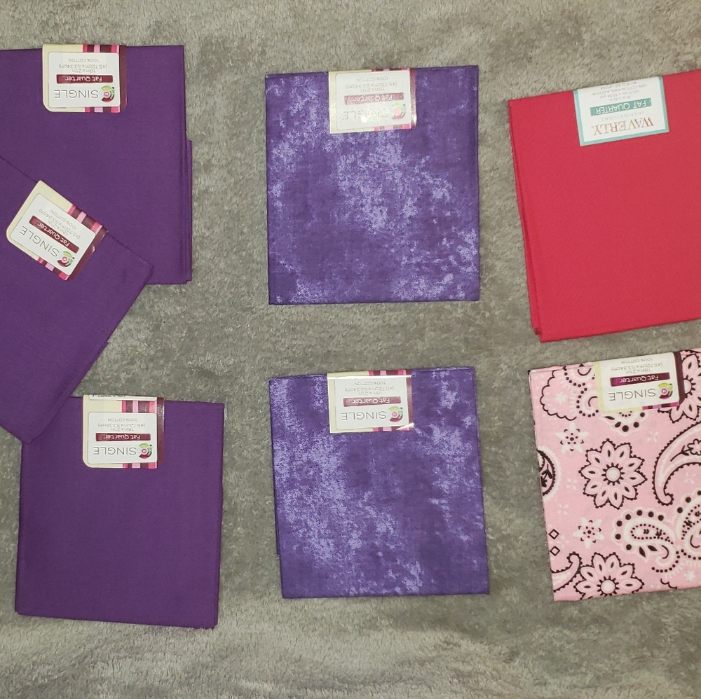 Fabric Fat Quarters Remnant 7 Pc Bundle